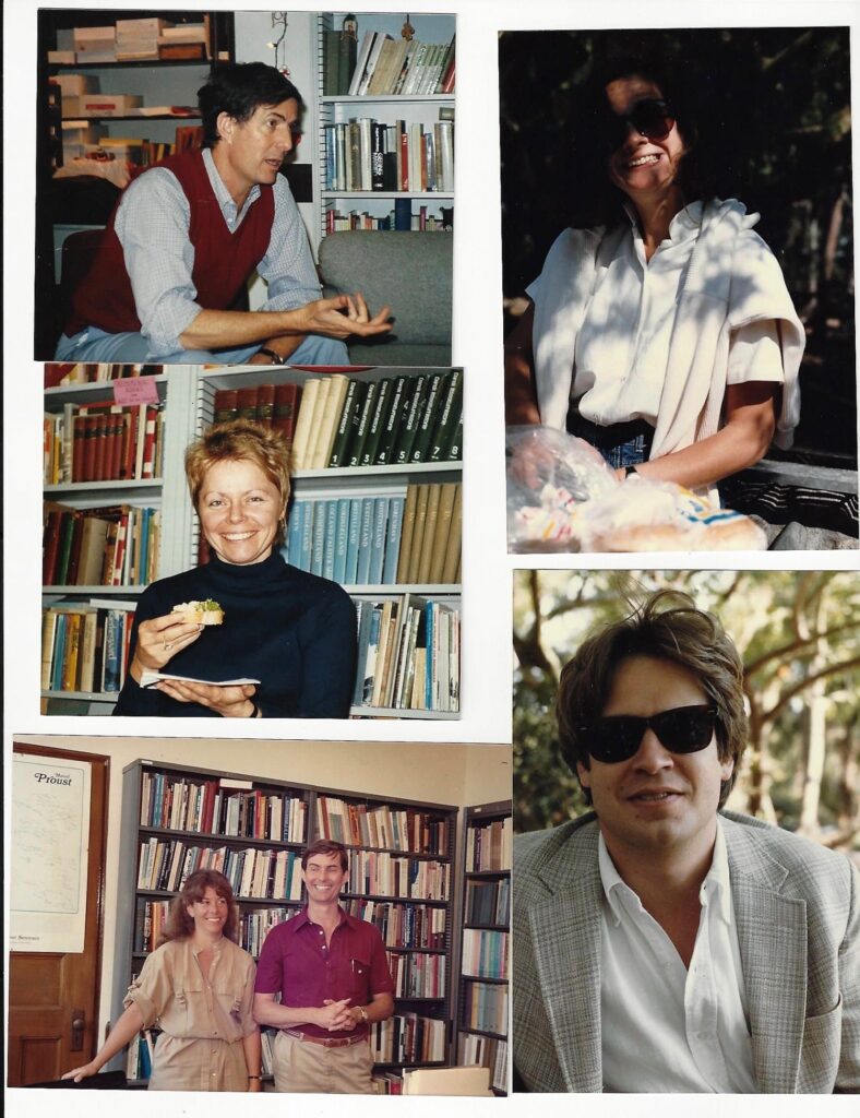 Vintage photo collage of the Department of Comparative Literature faculty, staff, and students throughout the decades. 